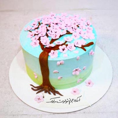 کیک خامه ای شکوفه بهاری