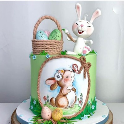 کیک نوزادی دخترانه  خرگوش