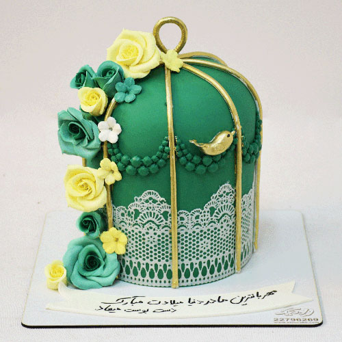 کیک زنانه قفس سبز