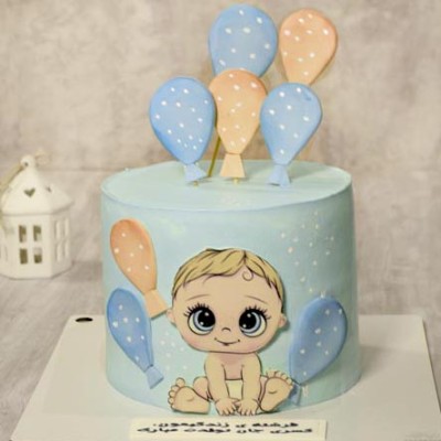 کیک نوزادی پسرانه بادکنکی 