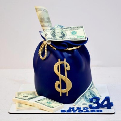 کیک مردانه کیسه دلار آبی