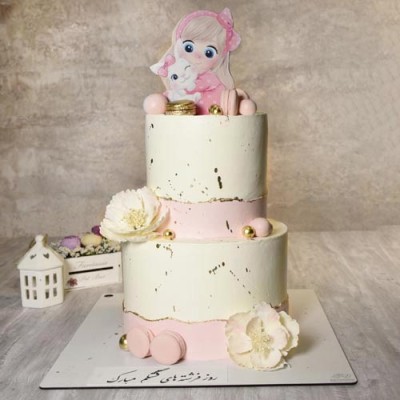 کیک دخترانه فانتزی دختر و خرگوش 