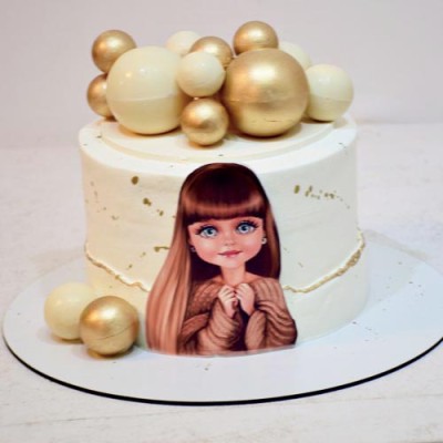 کیک دخترانه فانتزی طلایی