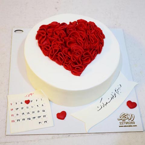 کیک سالگرد ازدواج قلب عاشقانه