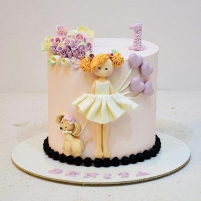 کیک دخترانه فانتزی یکسالگی 