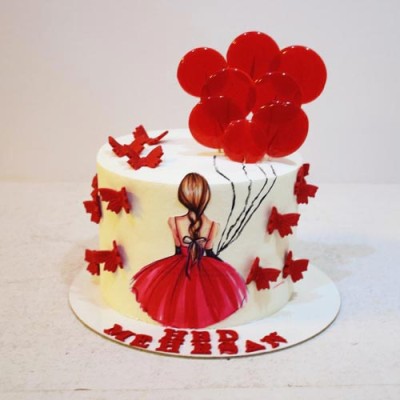 کیک دخترانه قرمز آبنباتی 
