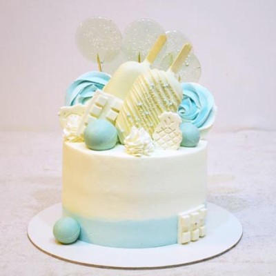 کیک پسرانه خامه ای پاپسیکل آبی 