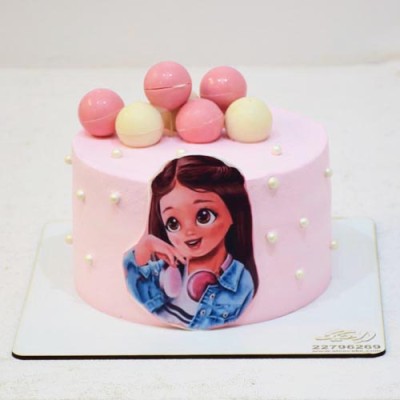 کیک دخترانه صورتی توپک 