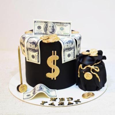 کیک کیسه دلار و سکه