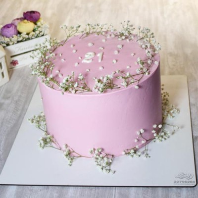 کیک خامه ای صورتی گل عروس