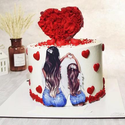 کیک روز مادر قلب قرمز