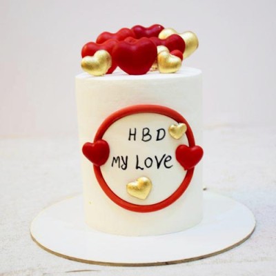 مینی کیک عاشقانه قلب قرمزطلایی 