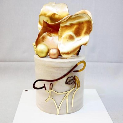 کیک زنانه لاکچری شکلات طلایی