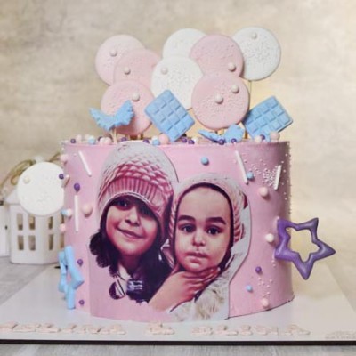 کیک دخترانه تصویری خواهرانه