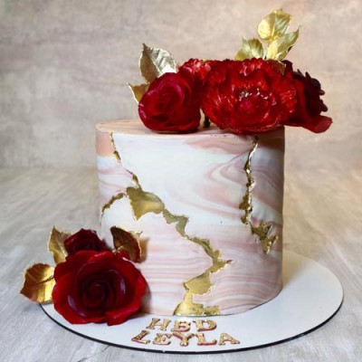 کیک زنانه لاکچری گل پیونی 