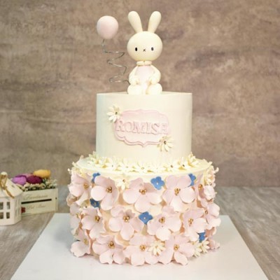 کیک خرگوشی دخترانه  گلدار 