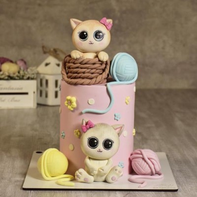 کیک فانتزی گربه های بازیگوش