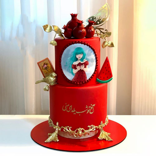 کیک یلدایی دخترانه قرمز 