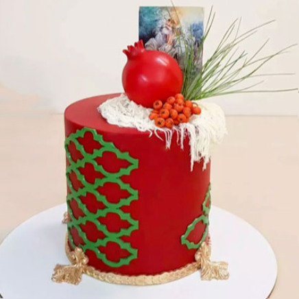 کیک یلدایی عروس سبز و قرمز 