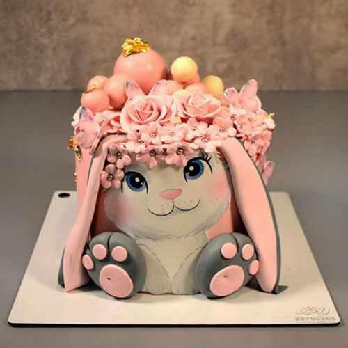 کیک خرگوشی تاج گل 