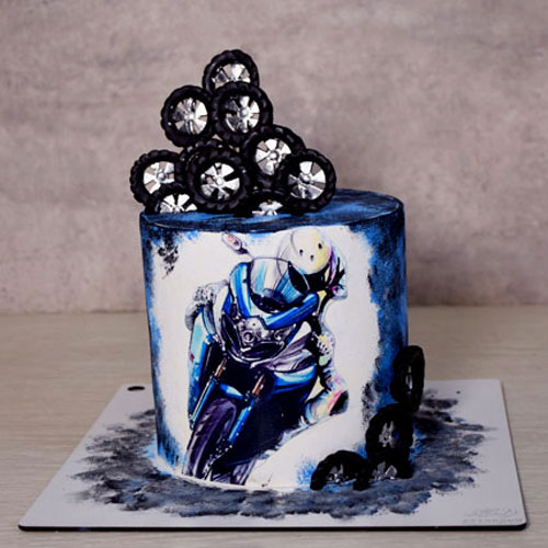 کیک موتور پسرانه آبی 