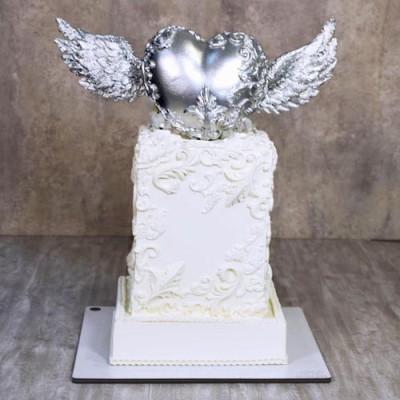 کیک فرشته بالدار نقره ای 