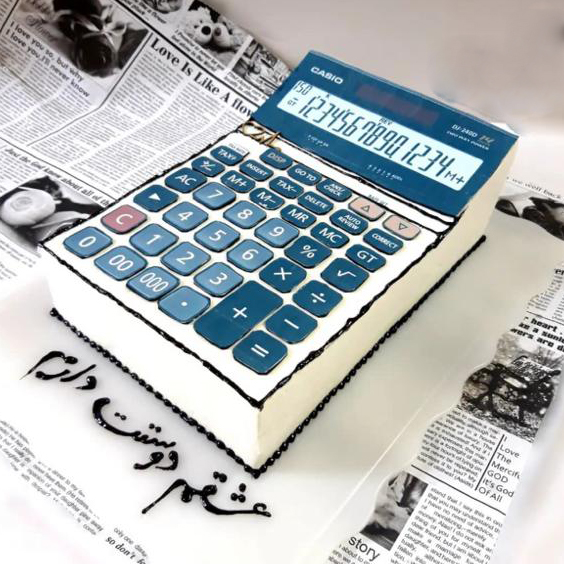 کیک روز حسابدار ماشین حساب چاپی