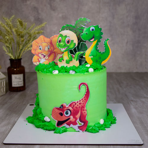 کیک دایناسور سبز