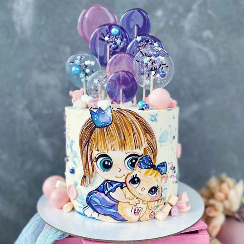 کیک روز دختر آبنبات آبی 