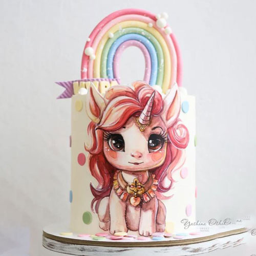 کیک دخترانه پونی چاپی 